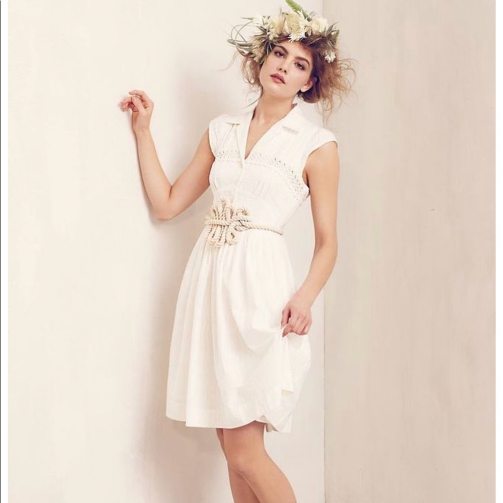 EUC Anthropologie 12 White Beda shirtdress Vintage